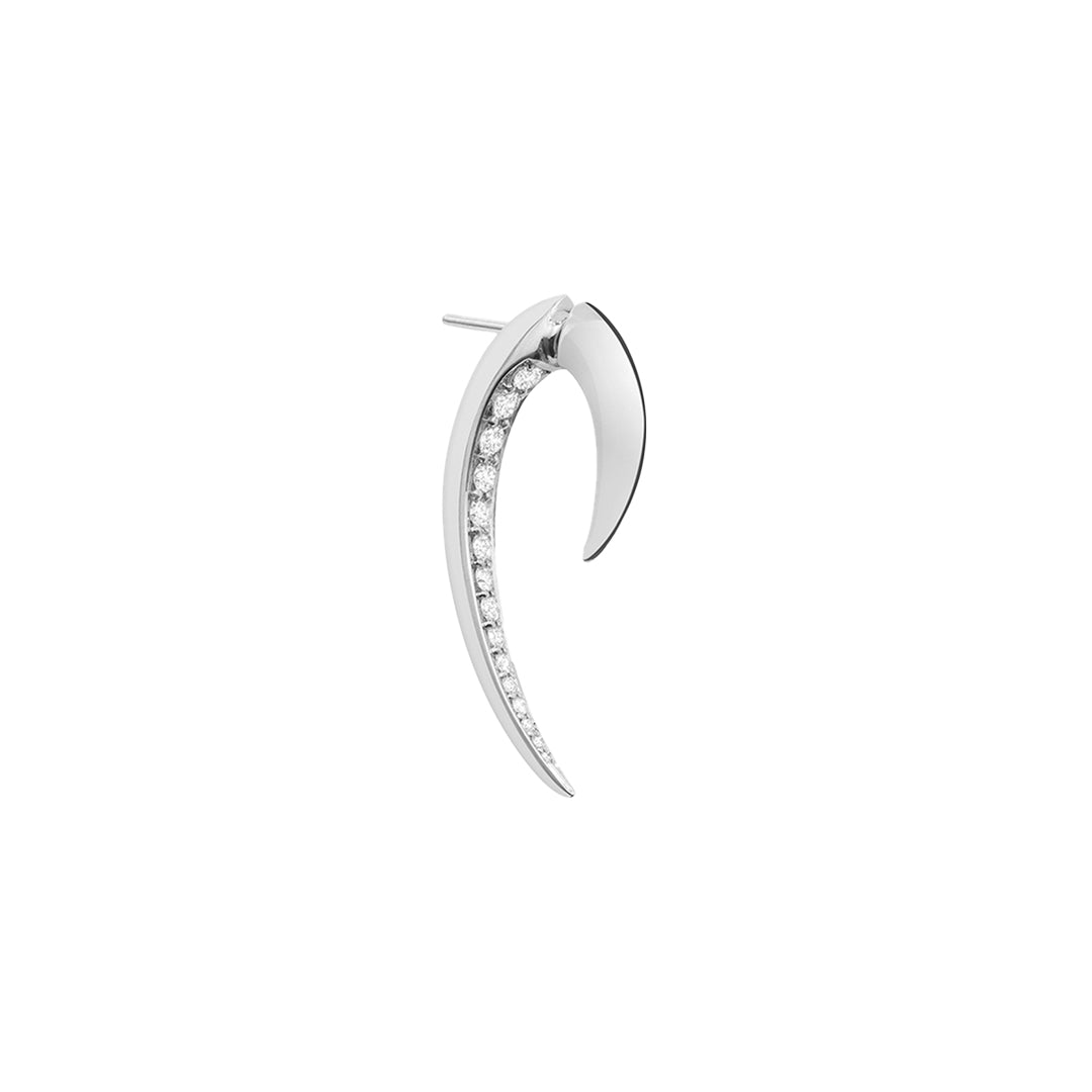 Hook Fine Small Single Earring - 18ct White Gold & Diamond