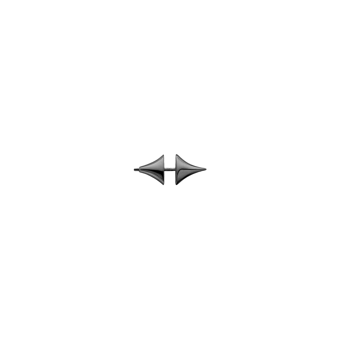 Rose Thorn Single Bar Earring - Silver Black Rhodium