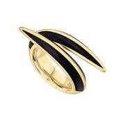 Sabre Deco Crossover Ring - Yellow Gold Vermeil & Black Ceramic