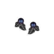 Blackthorn Stud Earrings - Silver, Black Spinel & Black Pearl