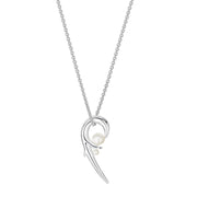 Hooked Pearl Pendant - Silver