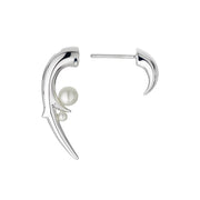 Hooked Pearl Earrings - Silver