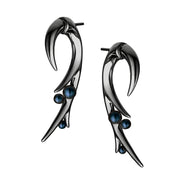 Hooked Pearl Large Earrings - Black Rhodium & Black Pearl