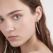 Hook Large Earrings - Silver & Diamond