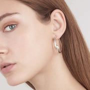 Hook Hoop Earrings - Silver