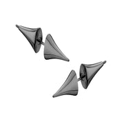 Rose Thorn Bar Earrings - Silver Black Rhodium