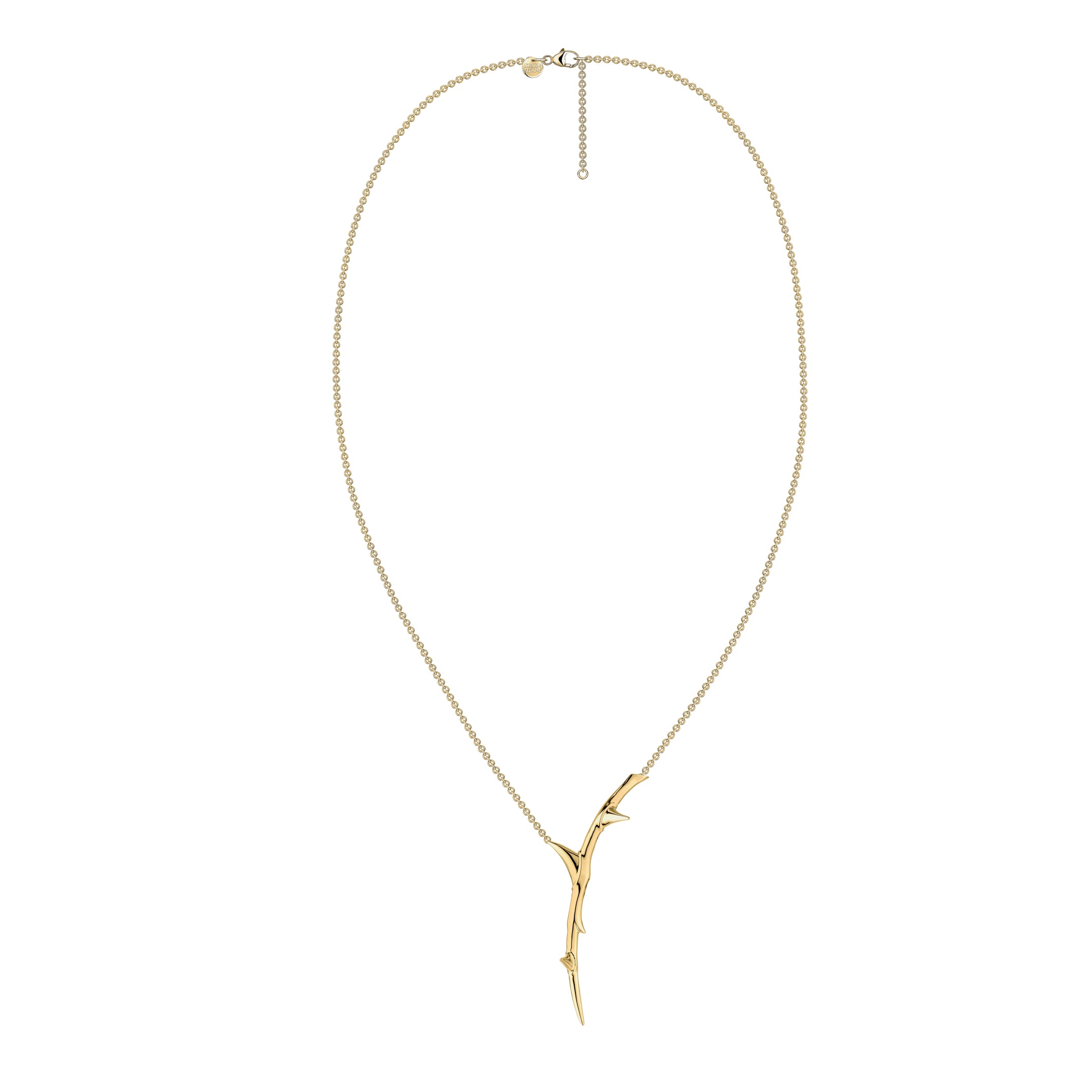 Rose Thorn Single Drop Pendant - Yellow Gold Vermeil