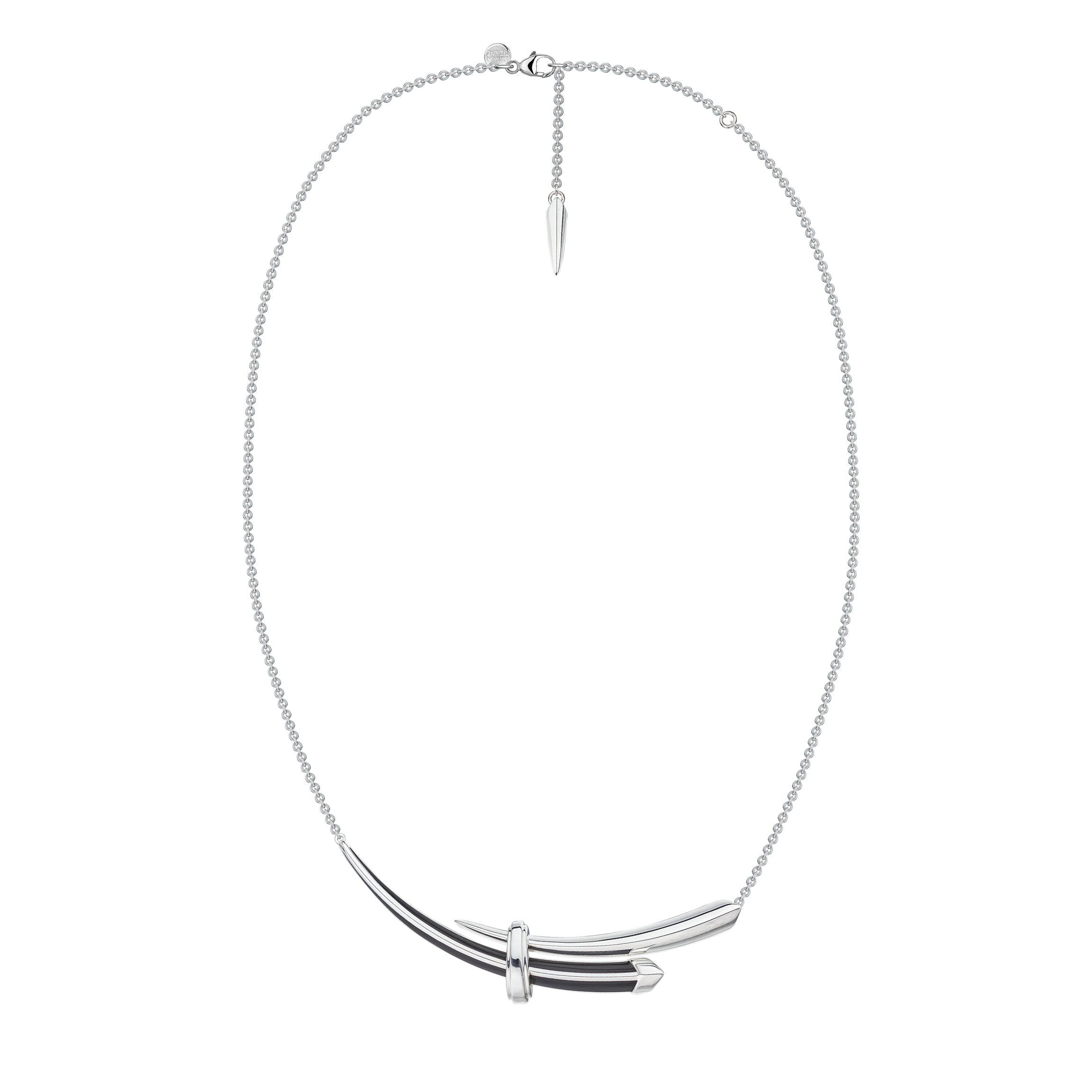 Sabre Deco Horizontal Necklace - Silver & Black Ceramic