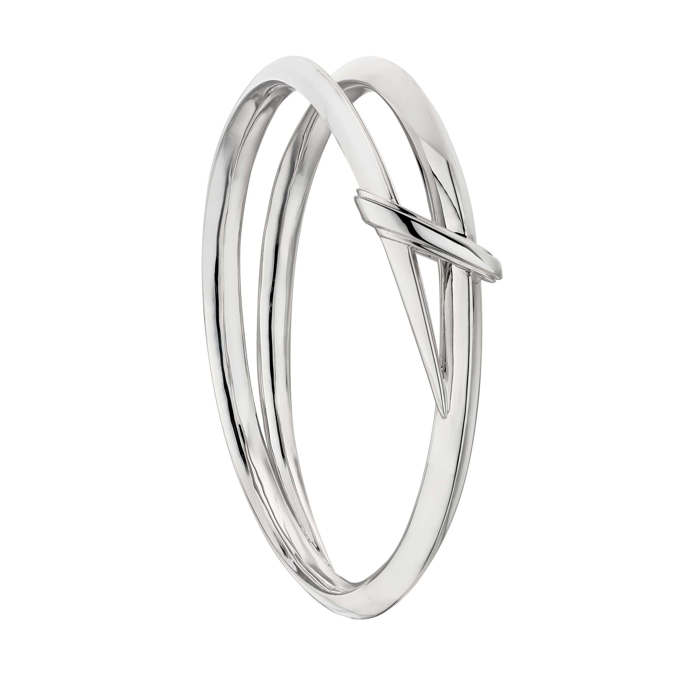 Sabre Deco Twist Bangle - Silver