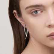 Sabre Crossover Earrings - Silver & Diamond Pavé