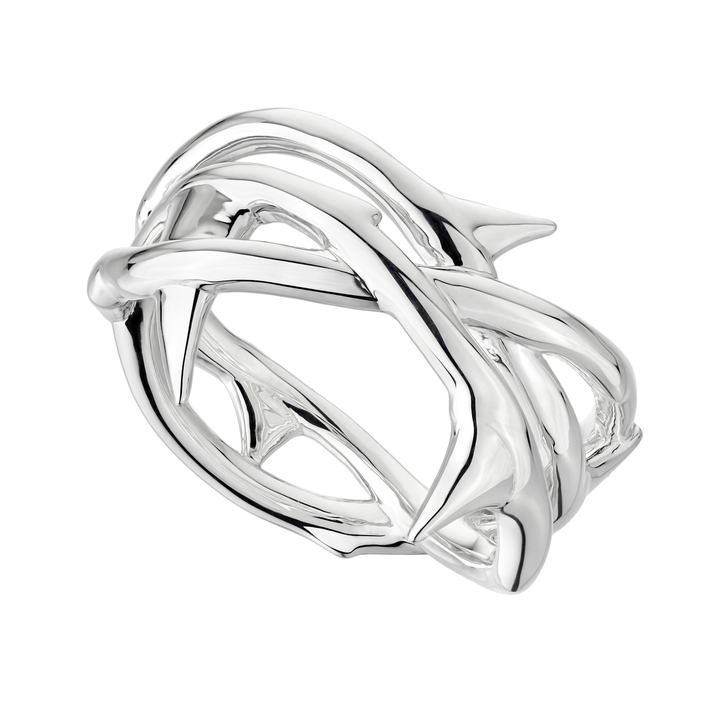 Rose Thorn Triple Band Ring - Silver