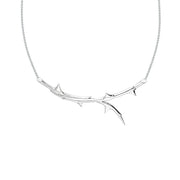 Rose Thorn Horizontal Necklace - Silver
