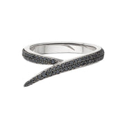 Interlocking Stacked Ring - White & Black Diamond and Pink Sapphire