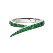 Interlocking Single Ring - 18ct White Gold & Green Tsavorite