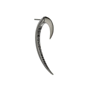Hook Single Size 1 Earring - Silver Black Rhodium & Black Spinel