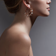 Cherry Blossom Hoop Earrings - Rose Gold Vermeil, Diamond & Pearl