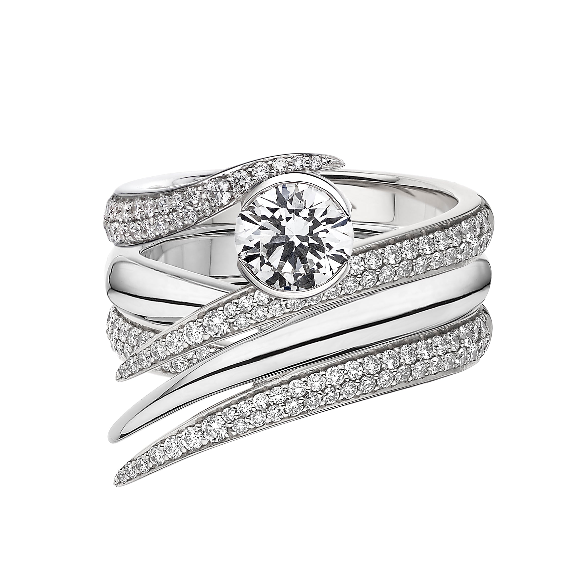 Interlocking Solitaire100 Engagement Ring - 18ct White Gold & 1.50ct Diamond