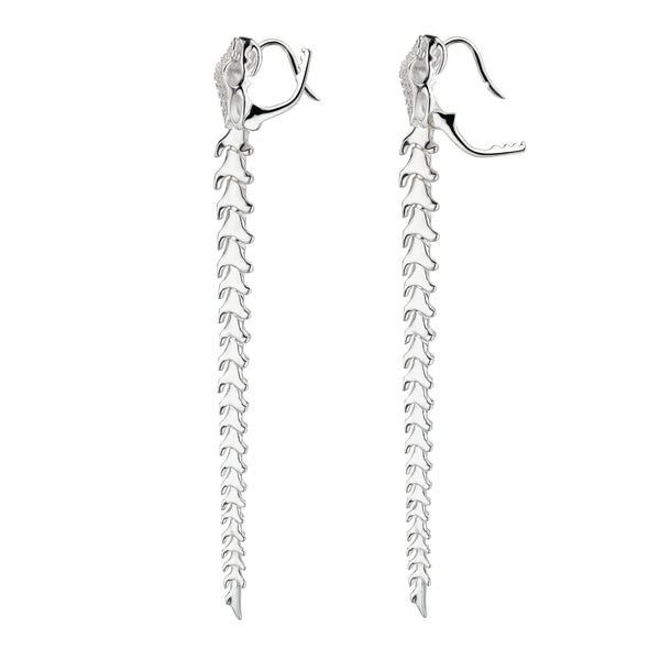 Silver long best sale earrings
