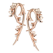 Cherry Blossom Hook Earrings - Rose Gold Vermeil, Diamond & Pearl