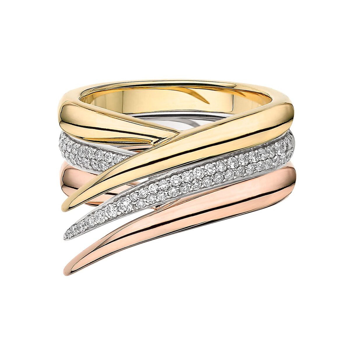 Shaun Leane Yellow, Rose White Gold Diamond Ring Stack