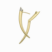 Sabre Crossover Earrings - Yellow Gold Vermeil & Diamond Pavé