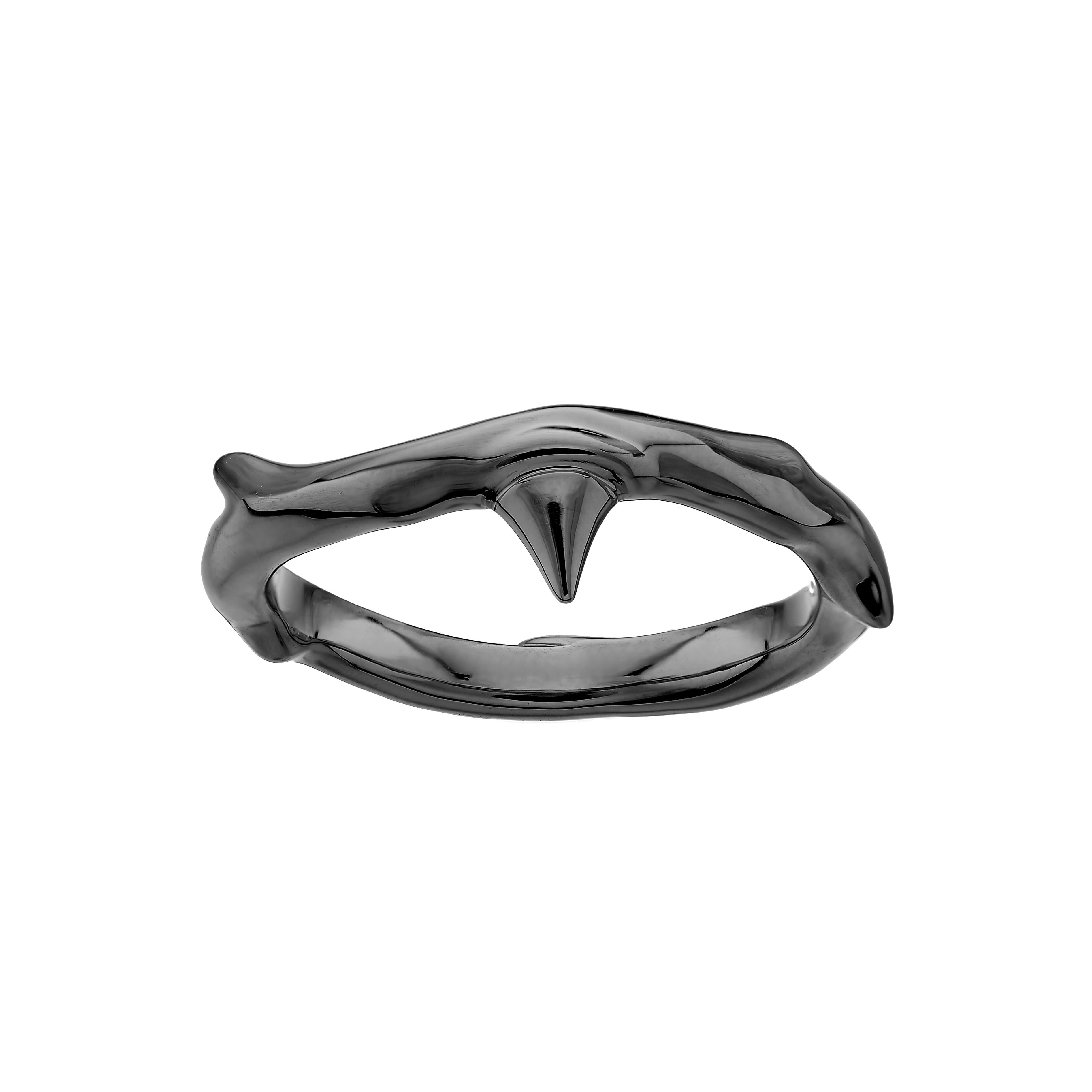Shaun Leane Silver Black Rhodium Rose Thorn Band Ring