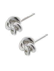 White Gold and Diamond Entwined Petal Stud Earrings