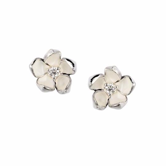 Silver and Diamond Small Blossom Studs