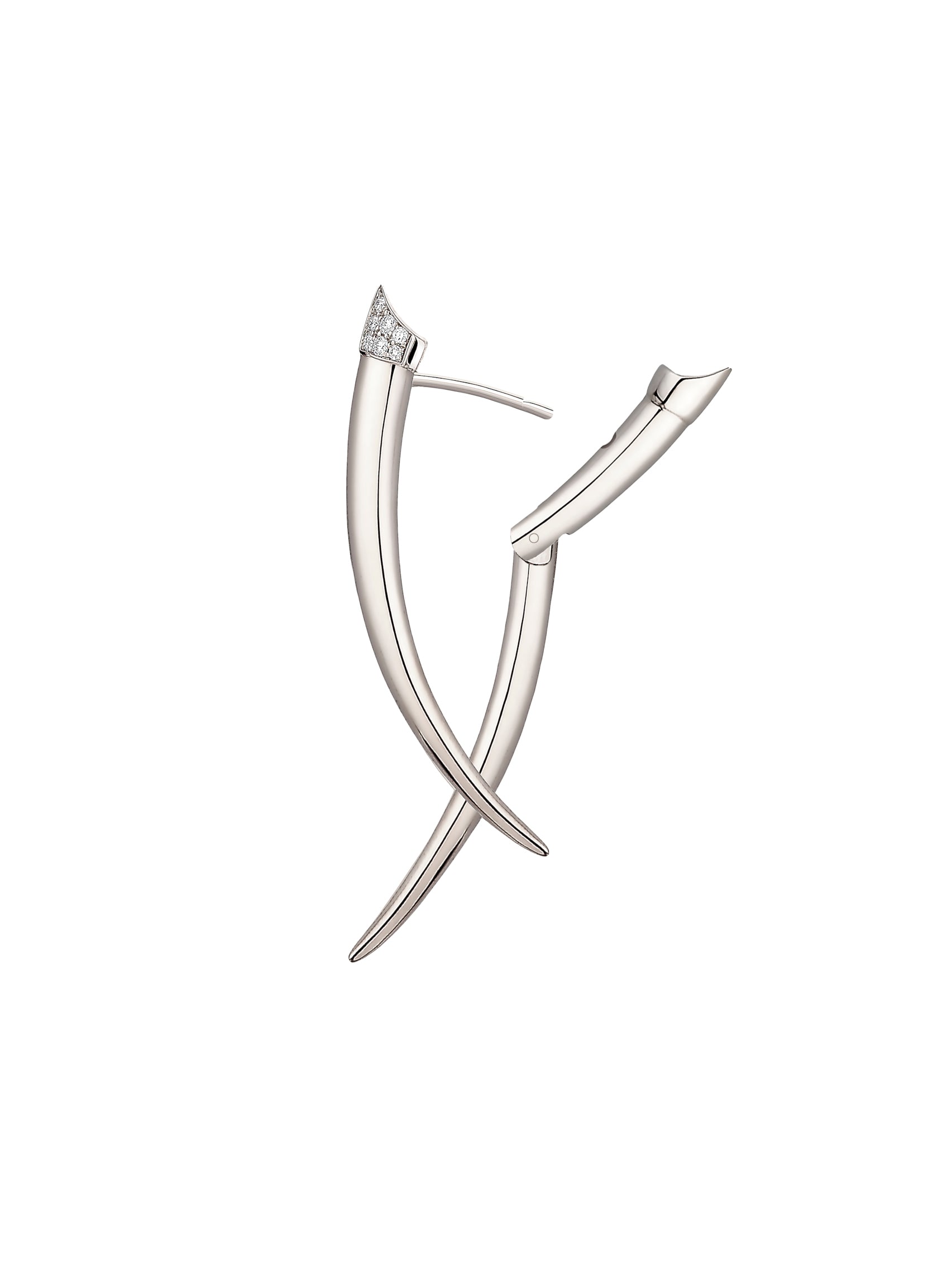 Silver and Diamond Crossover Tusk Earrings