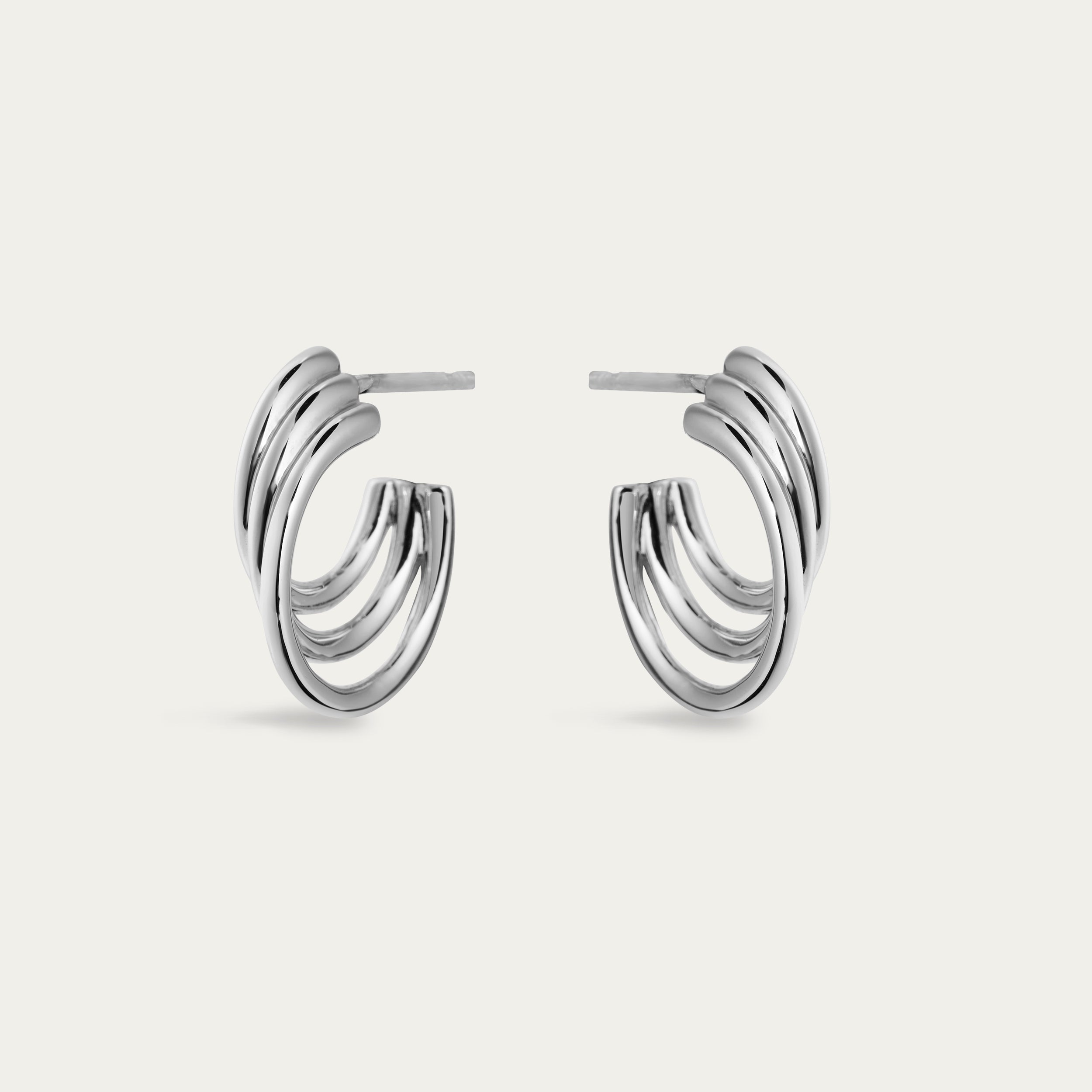 Bound Hoop Size 3 Earrings - Silver