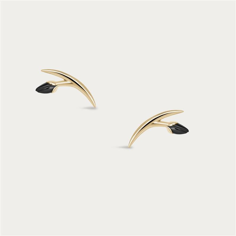 Iconic Silhouettes Black Orchid Bud Earrings - Yellow Gold Vermeil