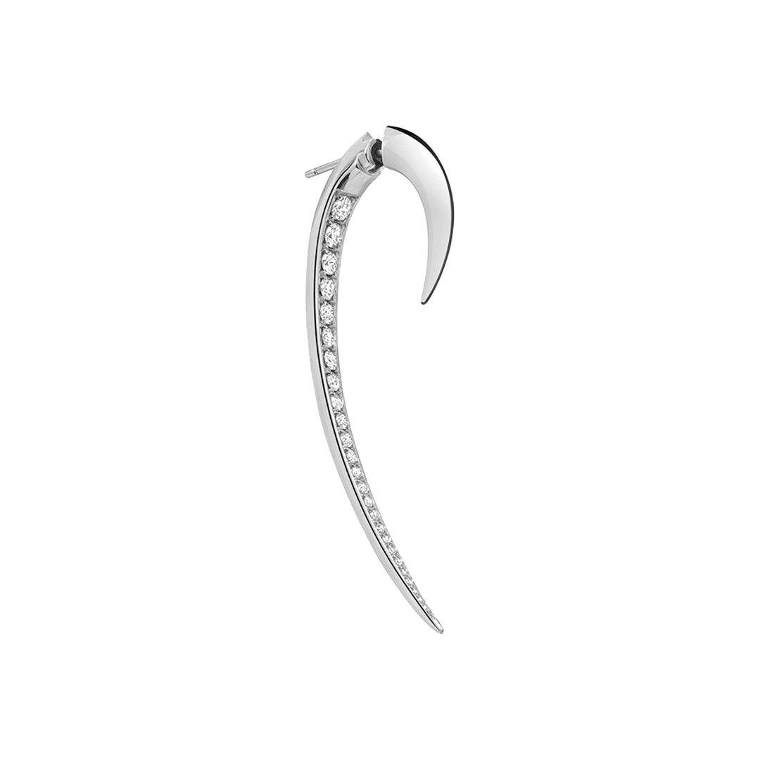 Hook Fine Large Single Earring - 18ct White Gold & Diamond