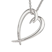 Hook Heart Pendant - Silver & Diamond