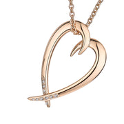 Hook Heart  Pendant - Rose Gold Vermeil & Diamond