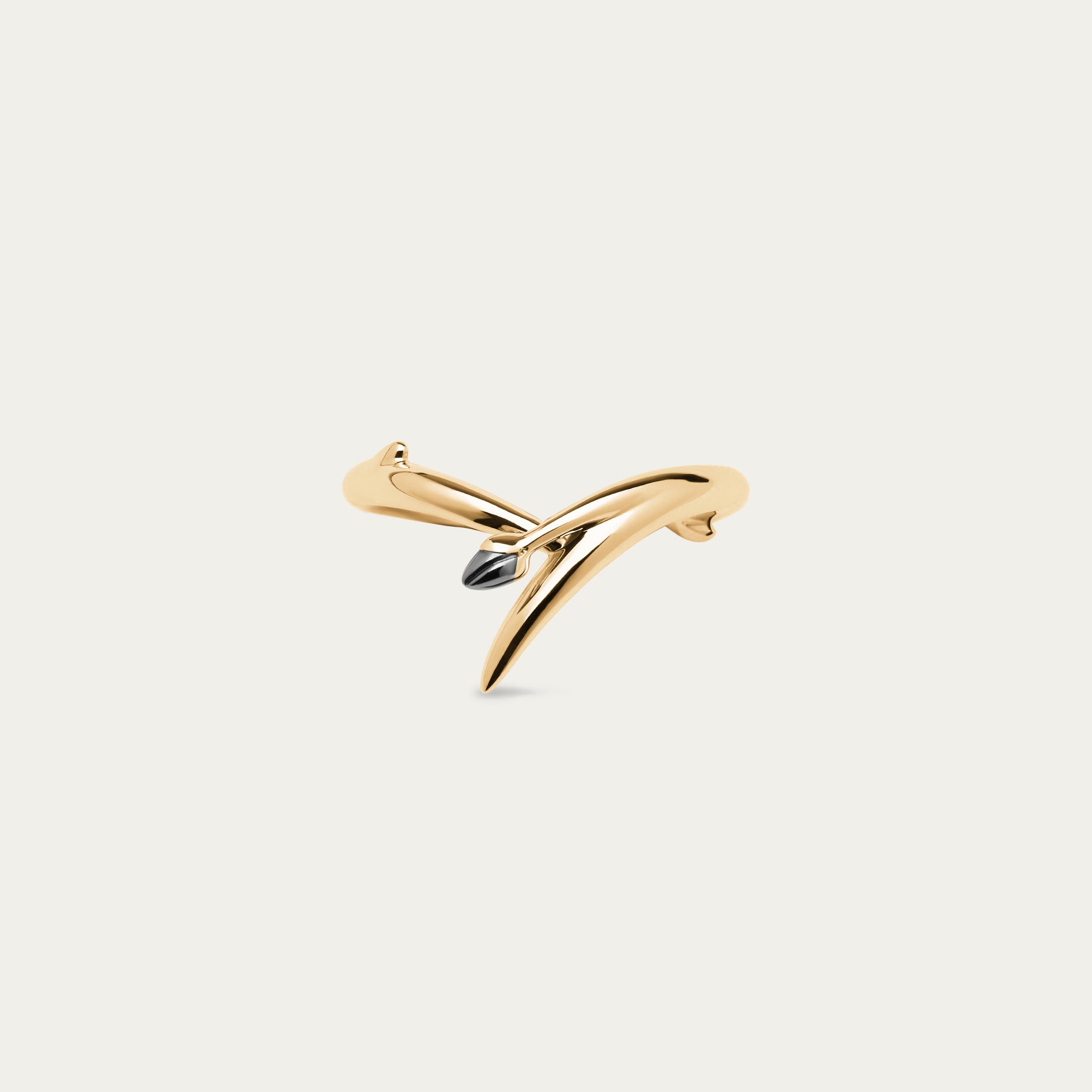 Black Orchid Interlocking Bud Ring - Yellow Gold Vermeil
