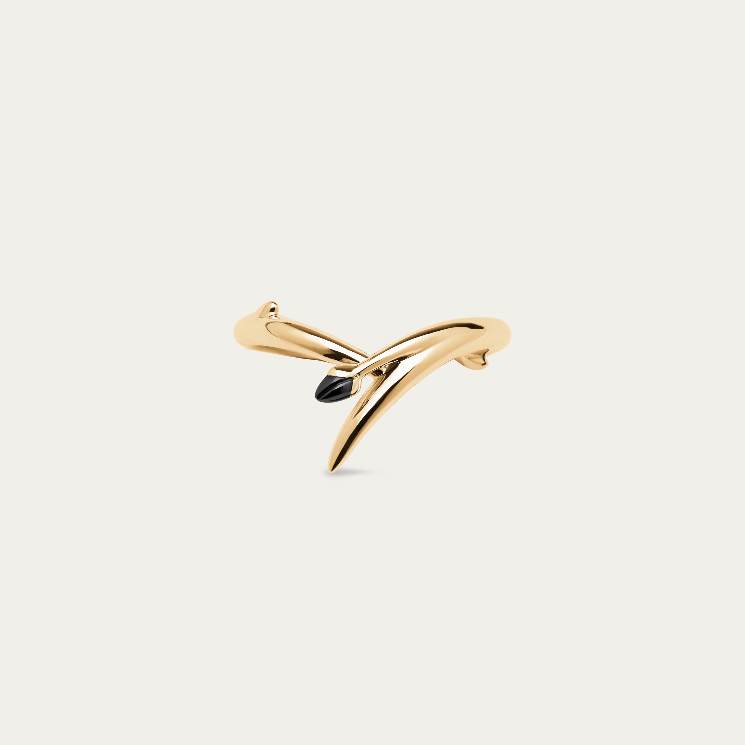 Black Orchid Interlocking Bud Ring - Yellow Gold Vermeil