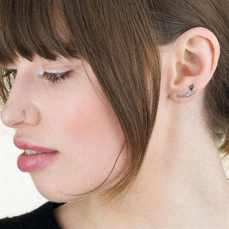 Iconic Silhouettes Black Orchid Bud Earrings - Yellow Gold Vermeil