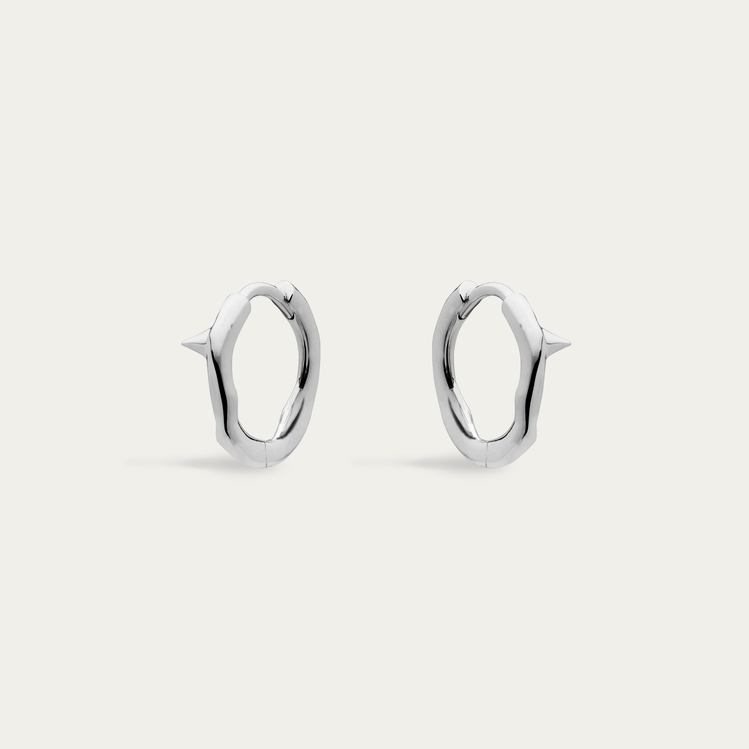 Rose Thorn Mini Hoop Earrings - Silver