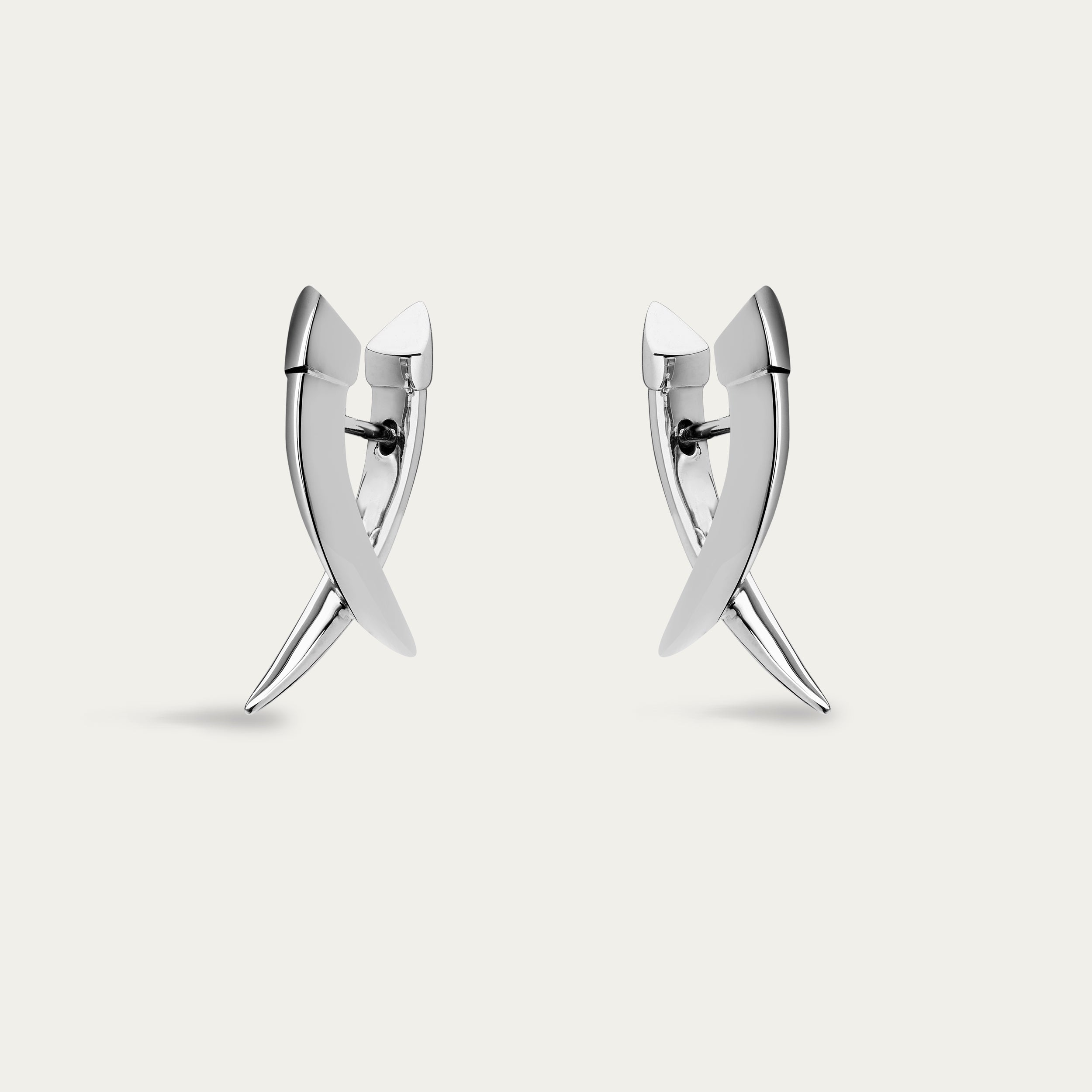 Sabre Mini Crossover Earrings - Silver