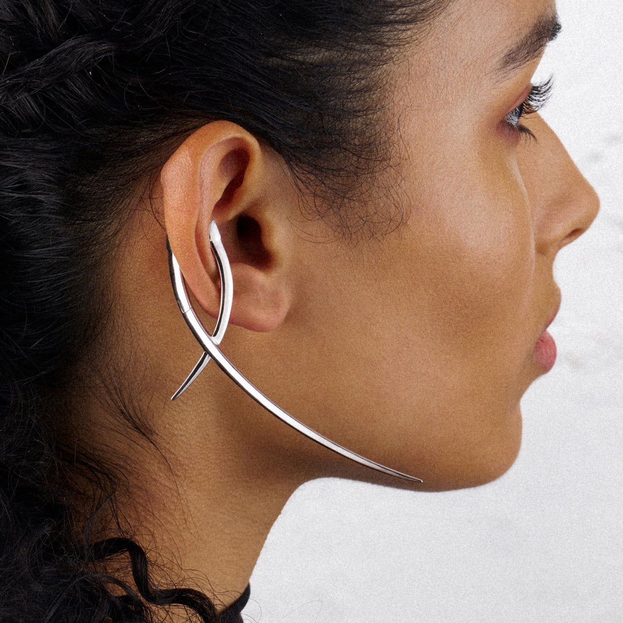 Sabre Statement Crossover Earrings - Silver