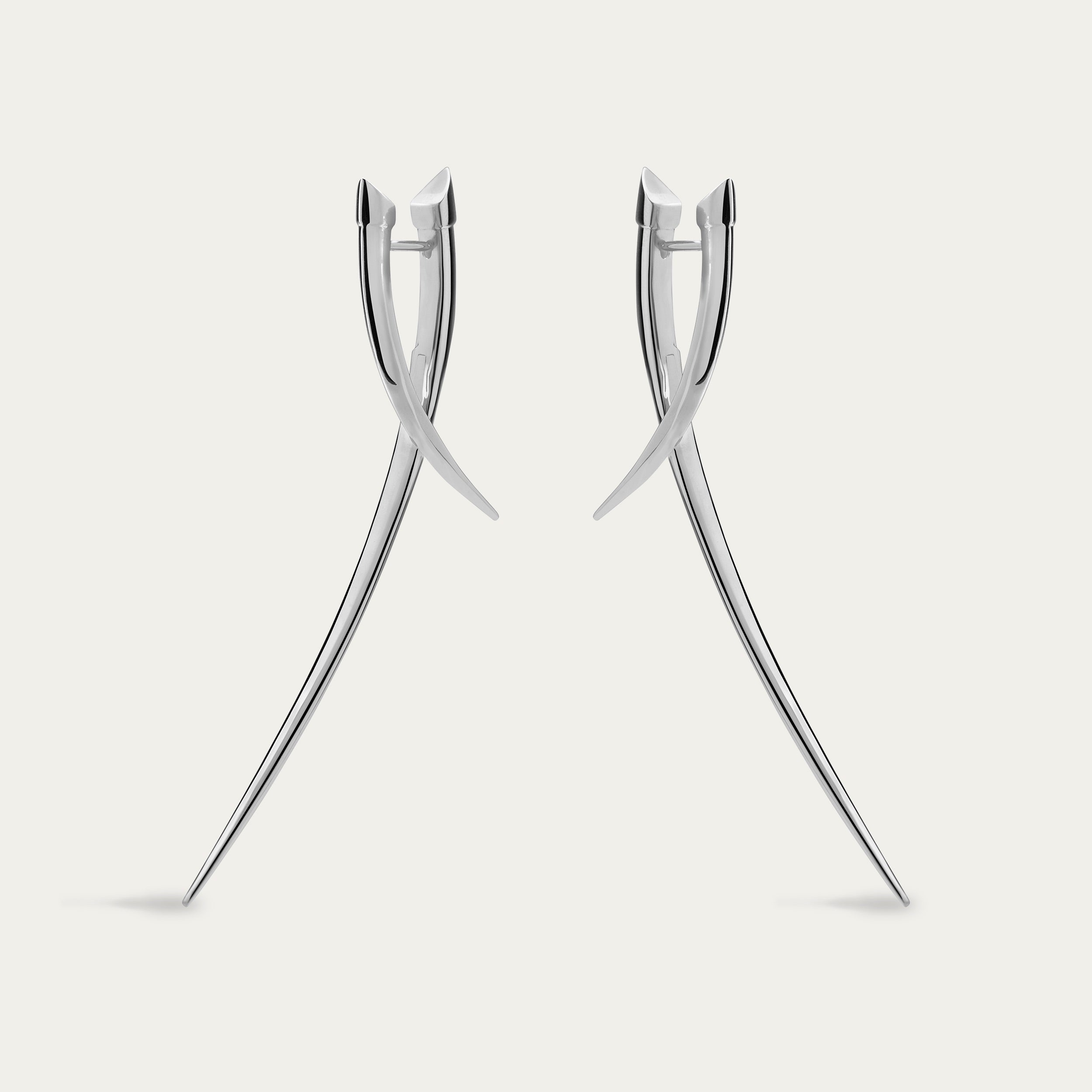 Sabre Statement Crossover Earrings - Silver