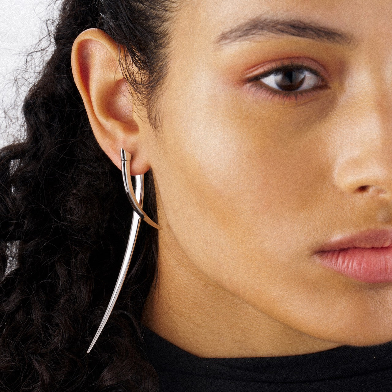 Sabre Statement Crossover Earrings - Silver