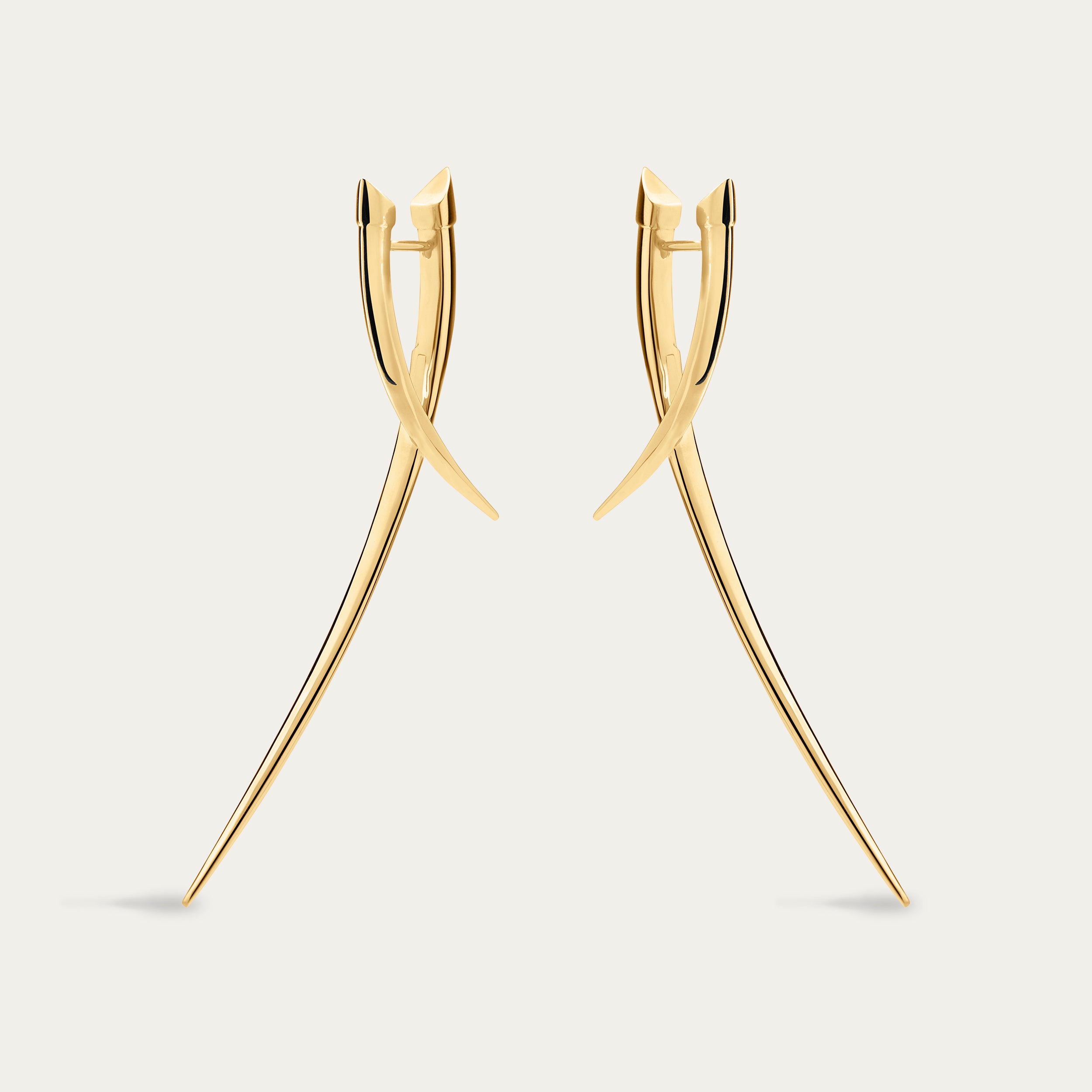Sabre Statement Crossover Earrings - Yellow Gold Vermeil