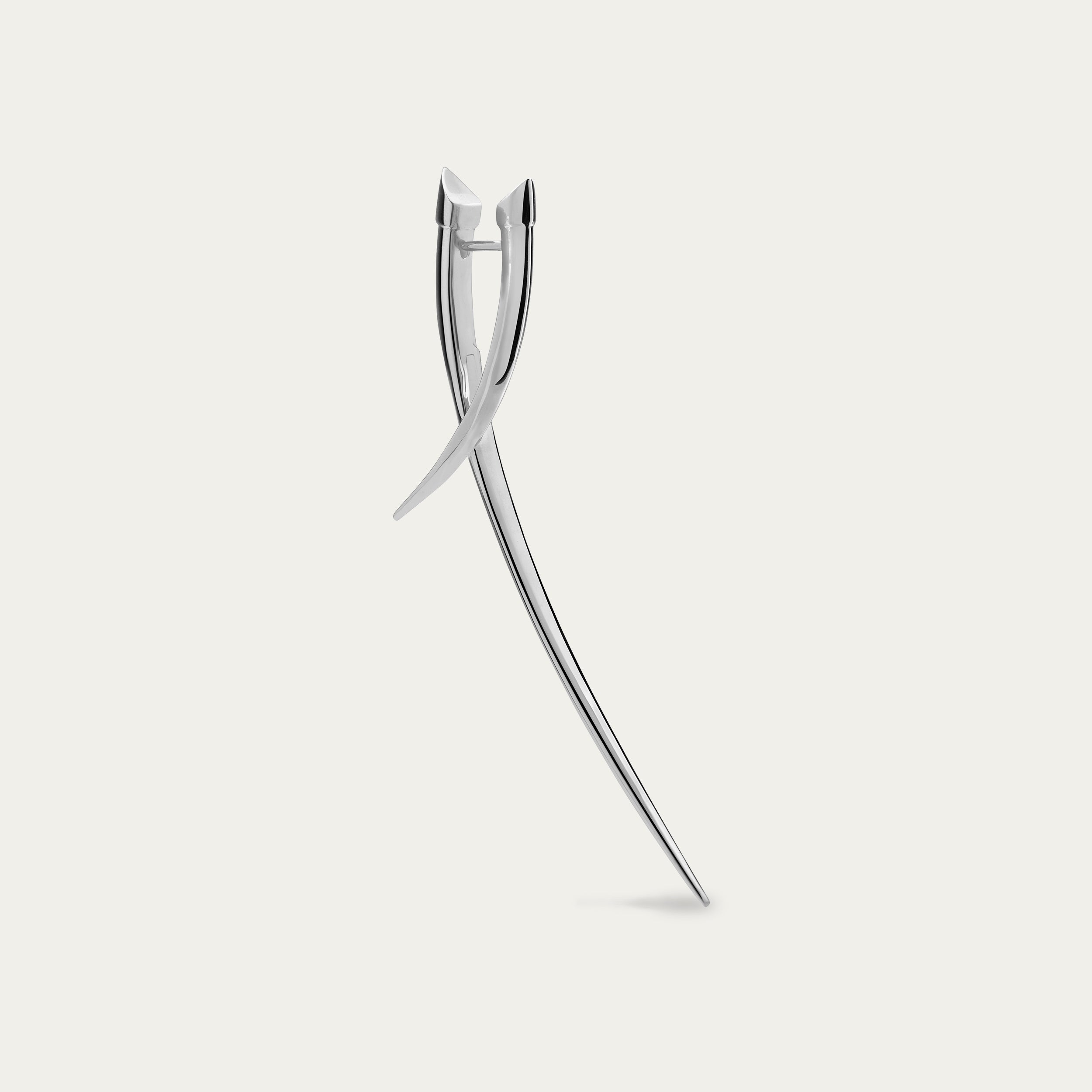 Sabre Statement Crossover Earrings - Silver