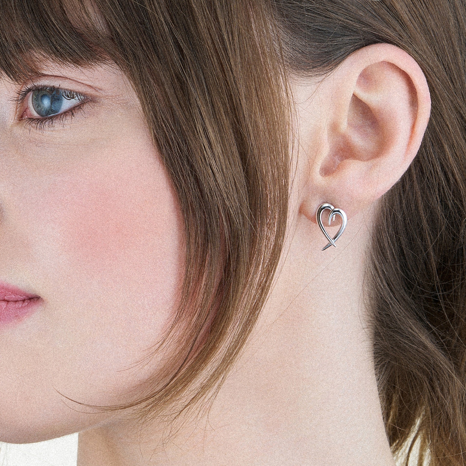 Hook Heart Earrings - Silver