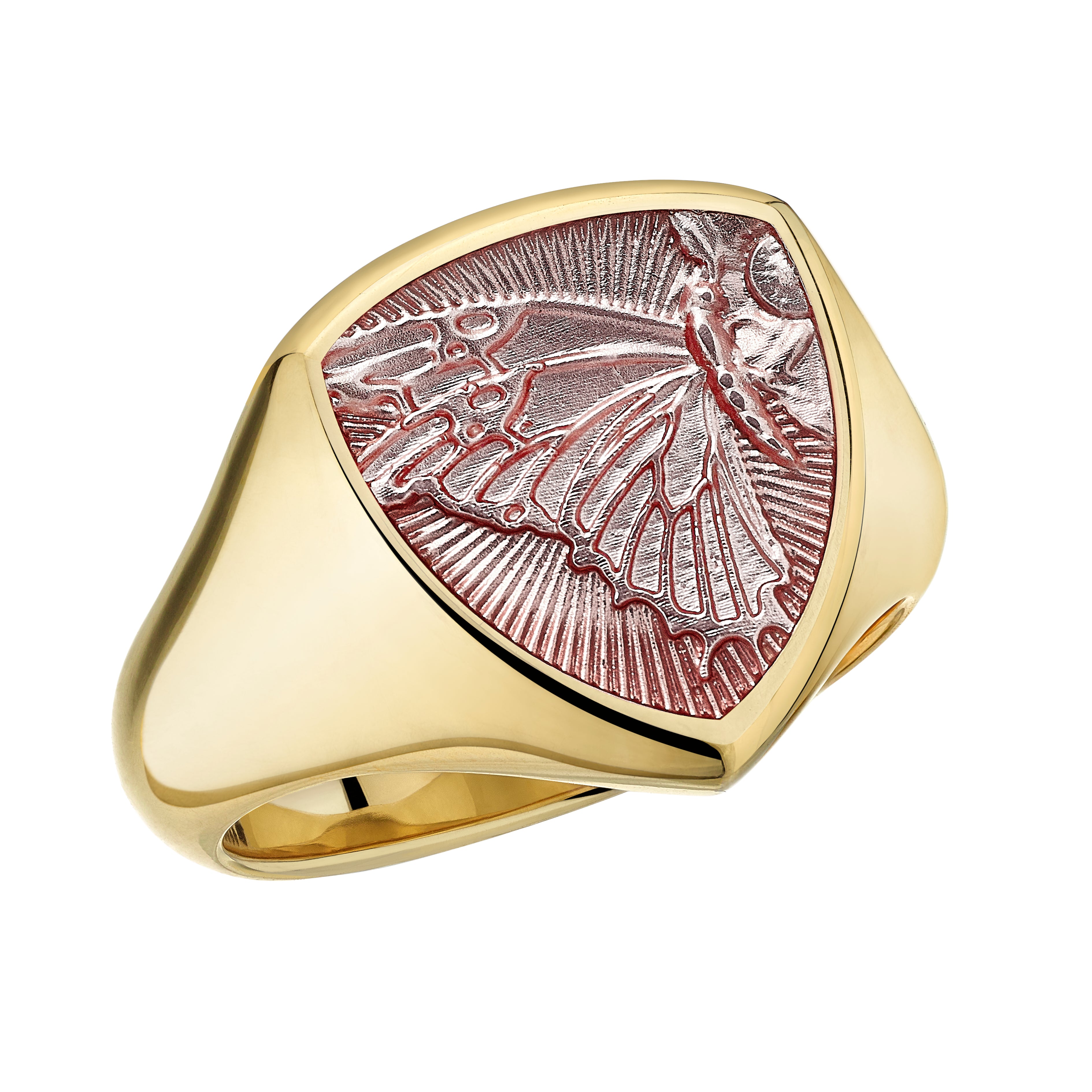 Signum Hope Butterfly Ring - 18ct Yellow Gold & Dusk Enamel