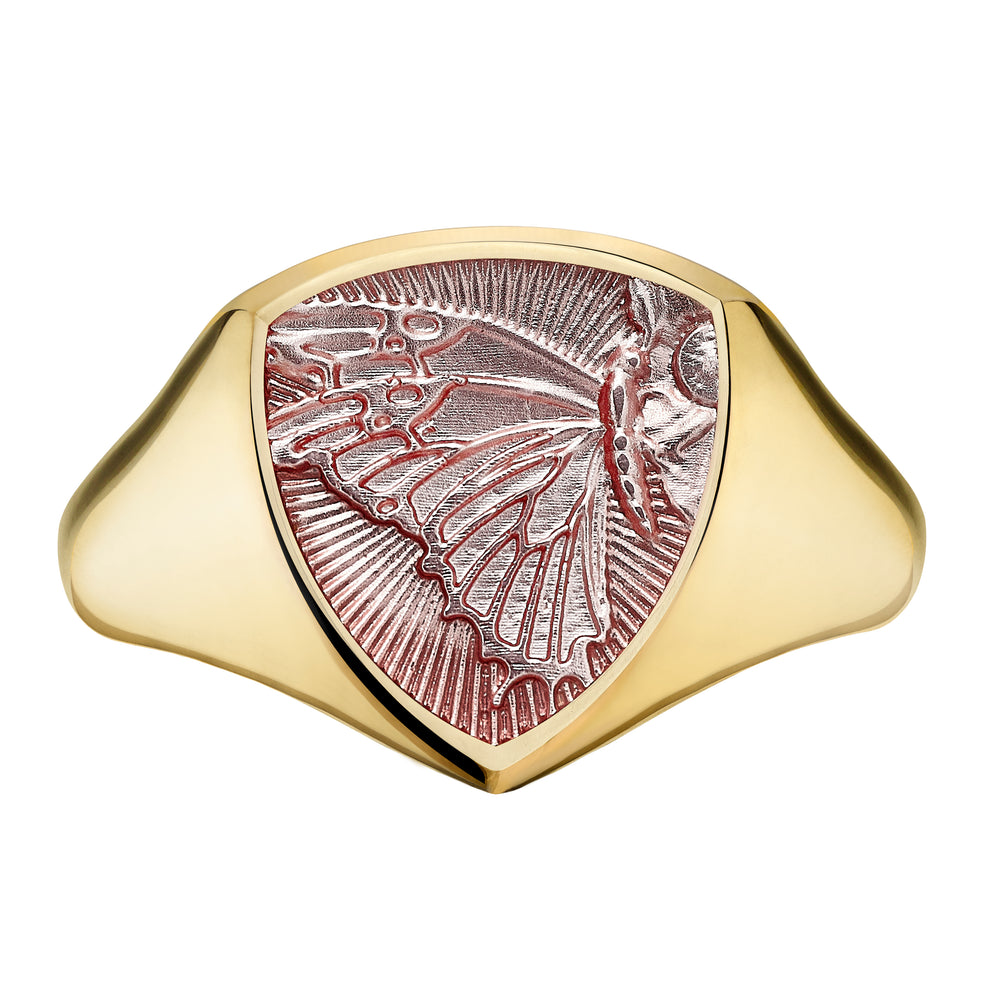 Signum Hope Butterfly Ring - 18ct Yellow Gold & Dusk Enamel