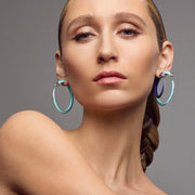 Sabre Solis Hoop Earrings - Silver & Atlantic Ceramic