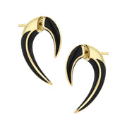 Sabre Solis Talon Earrings - Yellow Gold Vermeil & Jet Ceramic