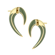 Sabre Solis Talon Earrings - Yellow Gold Vermeil & Leaf Ceramic